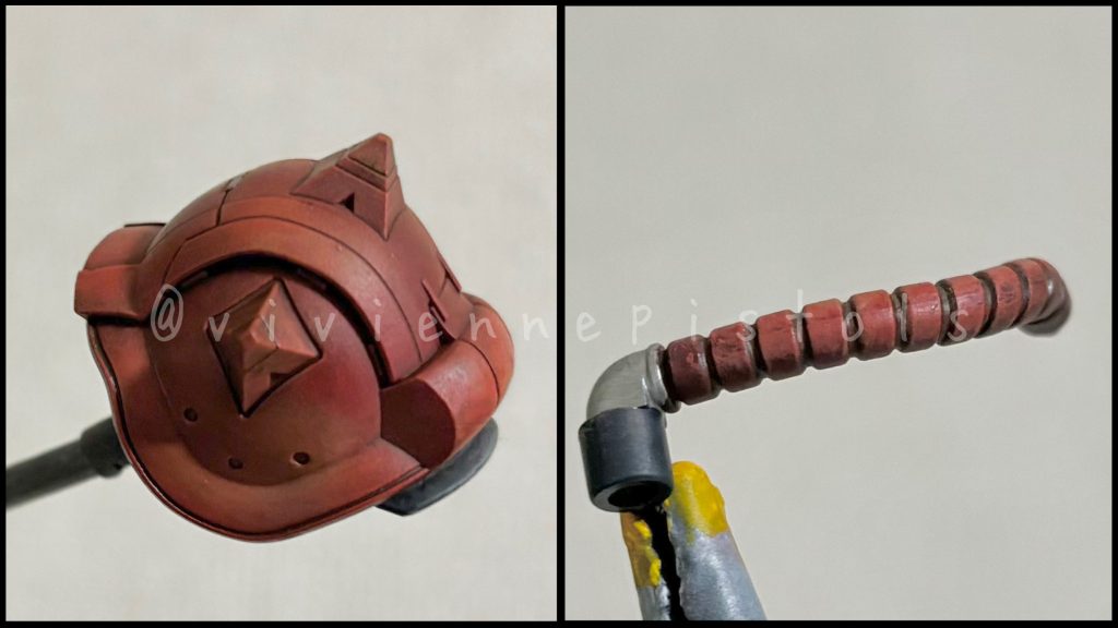 次に油彩を使いシェード加工をし、影の表現とスミ入れをしました。