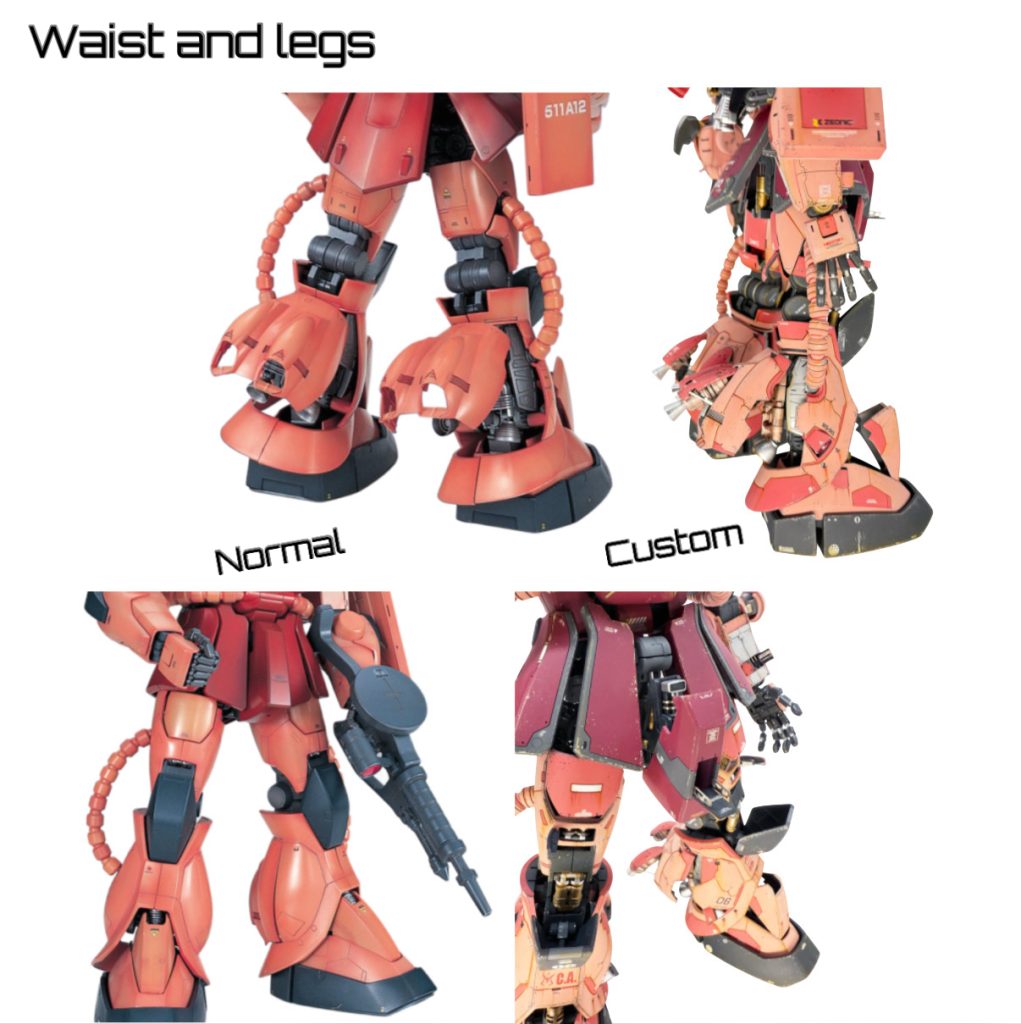 脹脛の開口部は、ノーマルキットのままだと味気ないので、プラ板を使って形状を変更しました。