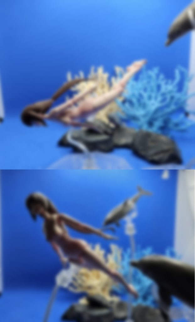 海に飛び込んでイルカの群れに入るティファ水中だからぼやけてよく見えないいや頼むから納得してくれこれくらいぼかさないとうｐしようがねぇーんだよw珊瑚はプラスチックのニセモノでこれもまた水槽飾り用なものAW時代の海洋環境がどうなっているかよくわからないけどイルカが生息してるなら珊瑚も生きているだろう&nbsp;