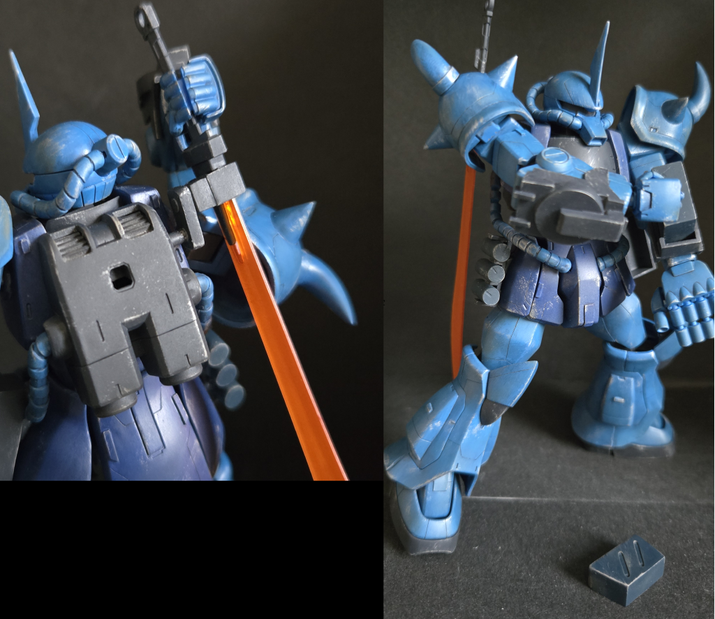 ・「瞬間生成記憶合金未使用のヒート・サーベル追加及び収納場所追加」と「ハンドグレネード(右腰に追加)」です。あと、連装75ミリ機関砲弾倉交換シーンも追加。