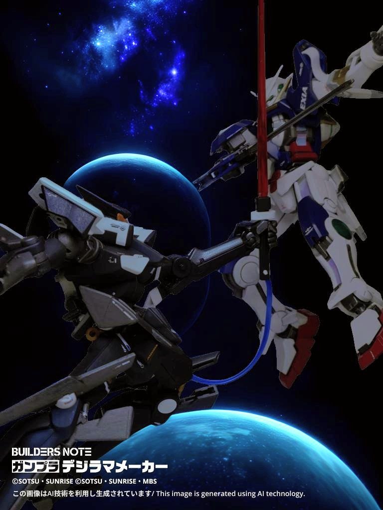 「ハワードとダリルの仇、討たせてもらうぞ、このGNフラッグで！」せっかくなんでデジラマで場面再現。躍動感のあるポージングって難しい…