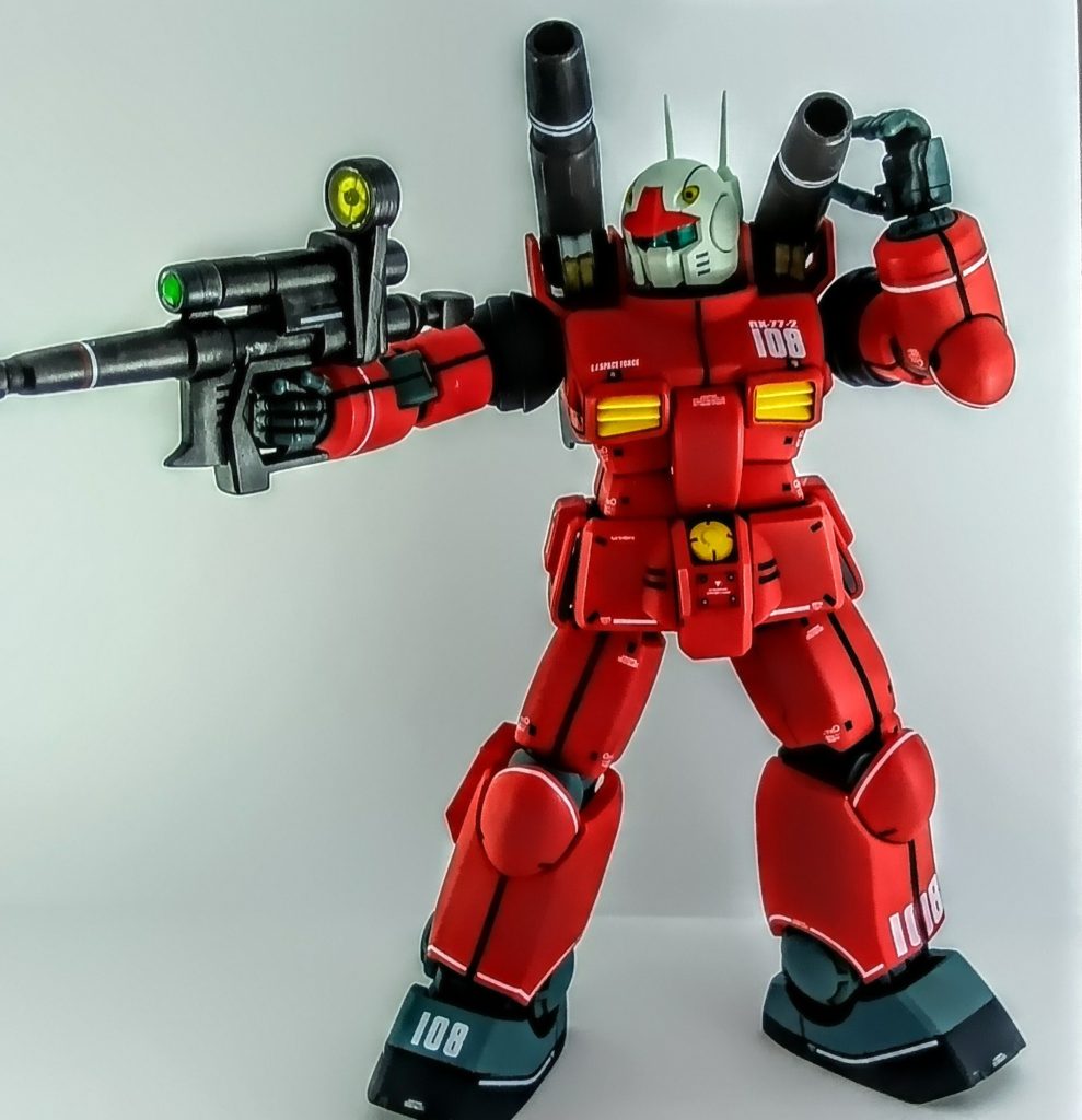 ガンキャノンビームライフル持ちにキャノン砲の添え手ポージング。