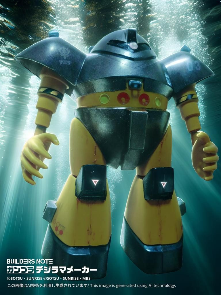 U.C.0079 　3/23北米の制圧より一週間程経ちコウ達Krampus05小隊にキシリア様より緊急の命が下された。コウ「キシリア様からサイド3、海洋コロニーに至急来いだとよぉー、シャトルで宇宙へ蜻蛉帰りかぁしんど。。。」テン「少しはゆっくり出来るのでは？？」コウ「なら良いんだがどうやらほぼほぼ日帰りレベル、尚且つ地上に残していくお前等にも命が有るとさぁ」テン「。。。？？？」≡≡≡≡≡≡≡≡シャトルにて海洋コロニーへと向かったコウ。其処に在った物とは大きな胴体を持つ新型MSであった。キシリア様「悪いな、コウ。お前には此処でコイツの最終チェックをして貰う。それとお前の隊に整備上がりの腕の立つ奴が居たな？」コウ「俺の事は構わないですよ。あぁ。。テンの事っすかねぇ、あのメカ馬鹿」キシリア様「そうだ、其奴にお前が取ったデータでコイツ等を量産体制を整えて欲しい。見合う対価は渡す、急務だ。」コウ「コイツ等ぁ？？」キシリア様「あぁ、北米を抑えた事により本物の海を得た。ジャブロー攻略に向け水陸両用のMS生産は急務となっている。頼んだぞ、コウ。」コウ「まぁ何でもやりますよ」図体に似合わず水の中は特に機敏な動きだ、クローの強度、装甲の強度も申し分ない。