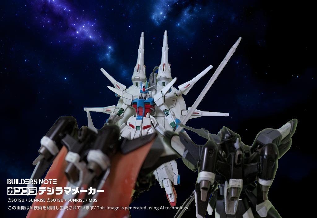 宇宙に上がったレジェンドガンダムは苦戦中のオーブ・地球連合艦隊の援護をしていた。そんな中、ブラックナイトスコードの別働隊と会敵した。彼らは武功を挙げようとデスティニーを倒しにアコード達に加勢しようとした。詳しくは↓https://gumpla.jp/hg/1960790彼らは出来損ないのため、通常アコードの力は使えないが偶然にも「闇に堕ちろ」だけは使えた。ブラスコA「闇に堕ち…うわぁぁぁぁあ！こいつ、誰も乗ってないまま動いている！幽霊でも乗っているのか！？」ブラスコB「う、うろたえるな！俺たちにはフェムテク装甲がある。こいつには俺たちを倒せない！！」