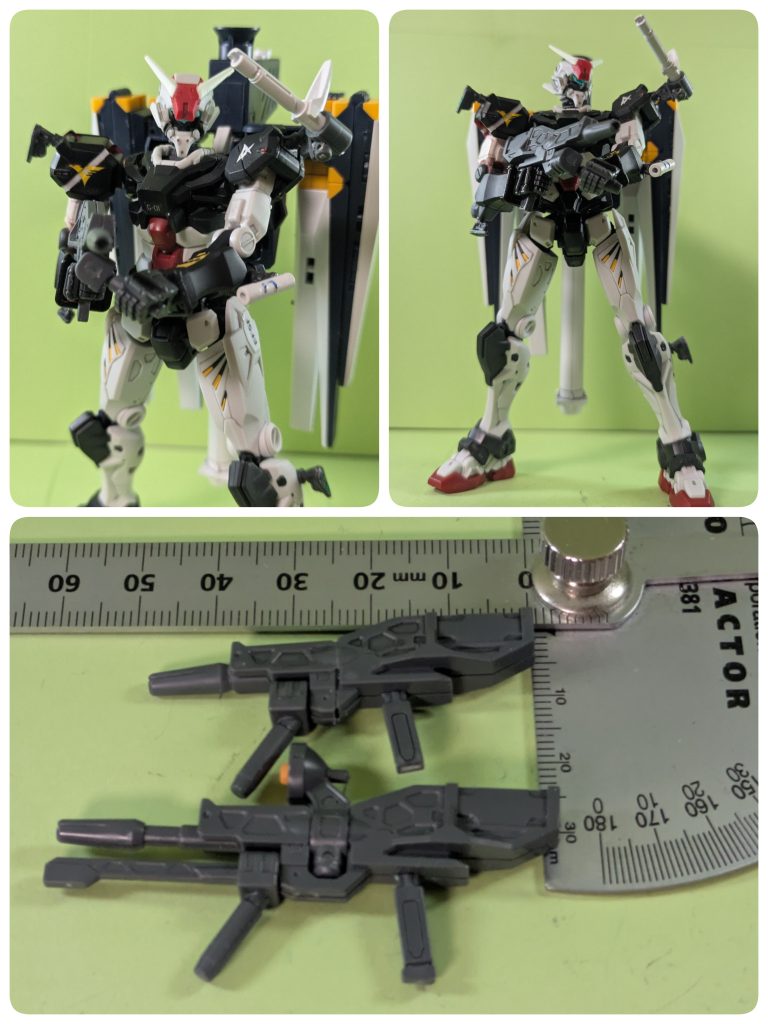 ビームサブマシンガン。ビームライフルの銃身を1cm切り詰めて作成。コンセプトはビームライフルみたいに中距離で精密射撃するのではなく、グミ撃ち連射でビームを拡散して攻撃するものである。取り回しも良く、素早い早打ちに向いている。