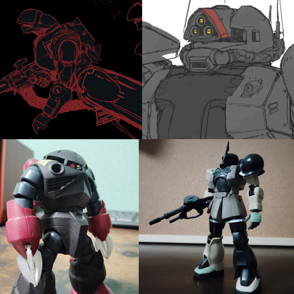 今後の予定といいますか今めっちゃ作りたいザク系と完成途中でずっと放置してる奴らです下2つを作り終わったら上のドラッツェぽい奴を作ろうかと思ってます〜ご覧いただきありがとうございました!