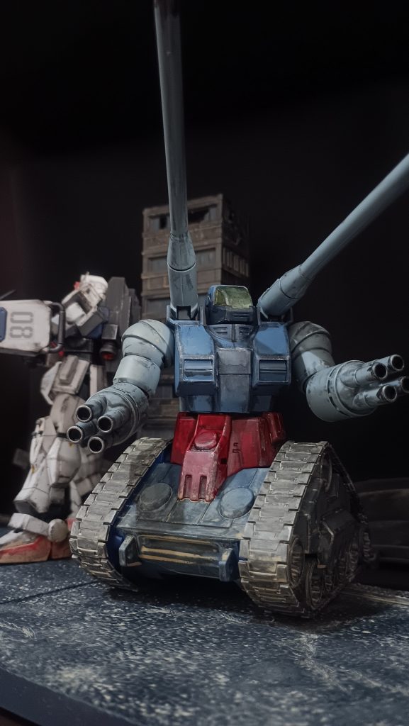 『試作』と言っておきながら、この歴戦感のある汚しはどーなん？と自分でツッコミつつ、小隊連携シーンそれにしてもキャノピーまで汚しすぎましたね、ワイパーをつけてあげたい。