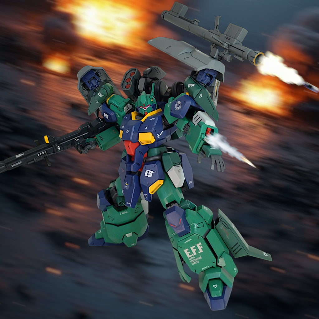 武装はガンプラオプションパーツを各所にセット肩へのバズーカ架装でボリュームUP