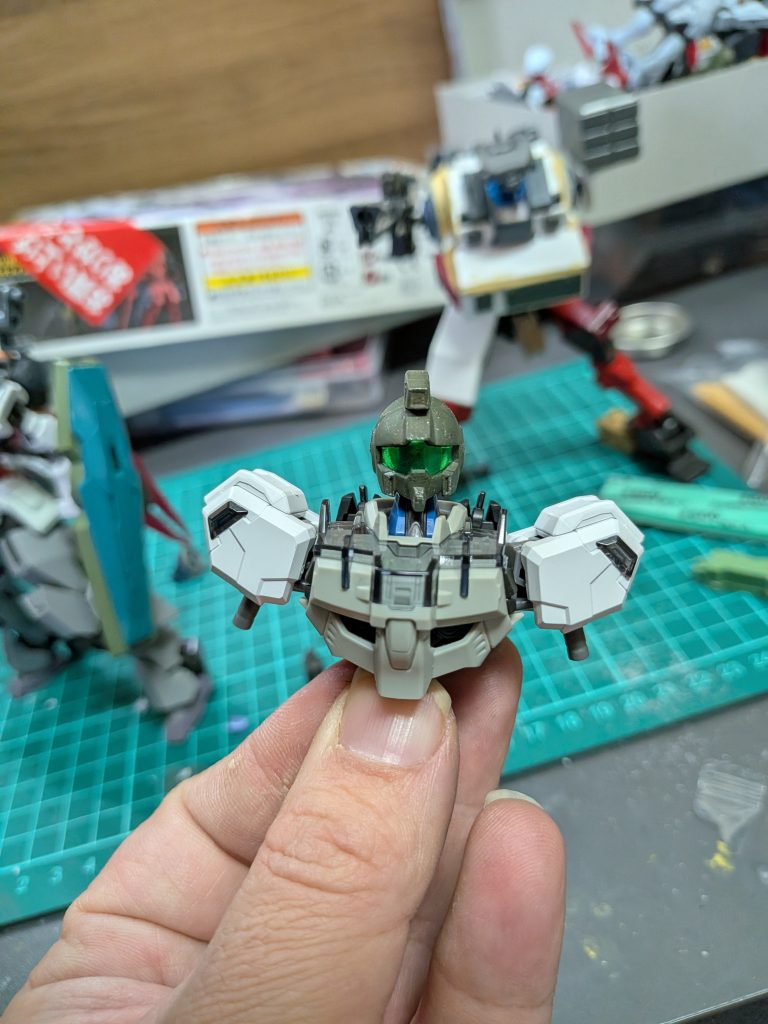 作品名：ジムタイプ製作中<p>ジムスナイパーの頭部とアノクタのパーツを合わせたらなんだかしっくりきましたm(_ _)m</p>
