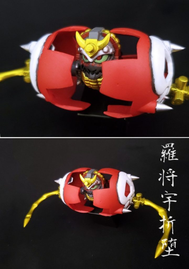 ウォルターガンダム。個体差なのか全体的にモールドが埋まりそうだったので彫り直し。中の人の塗り分けが一番大変で極細面相筆で手を震わせながら少しずつ塗りました。