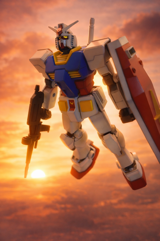 夕暮れの中を飛んでいる場面です。シールドにも市販のパーツを付けています。