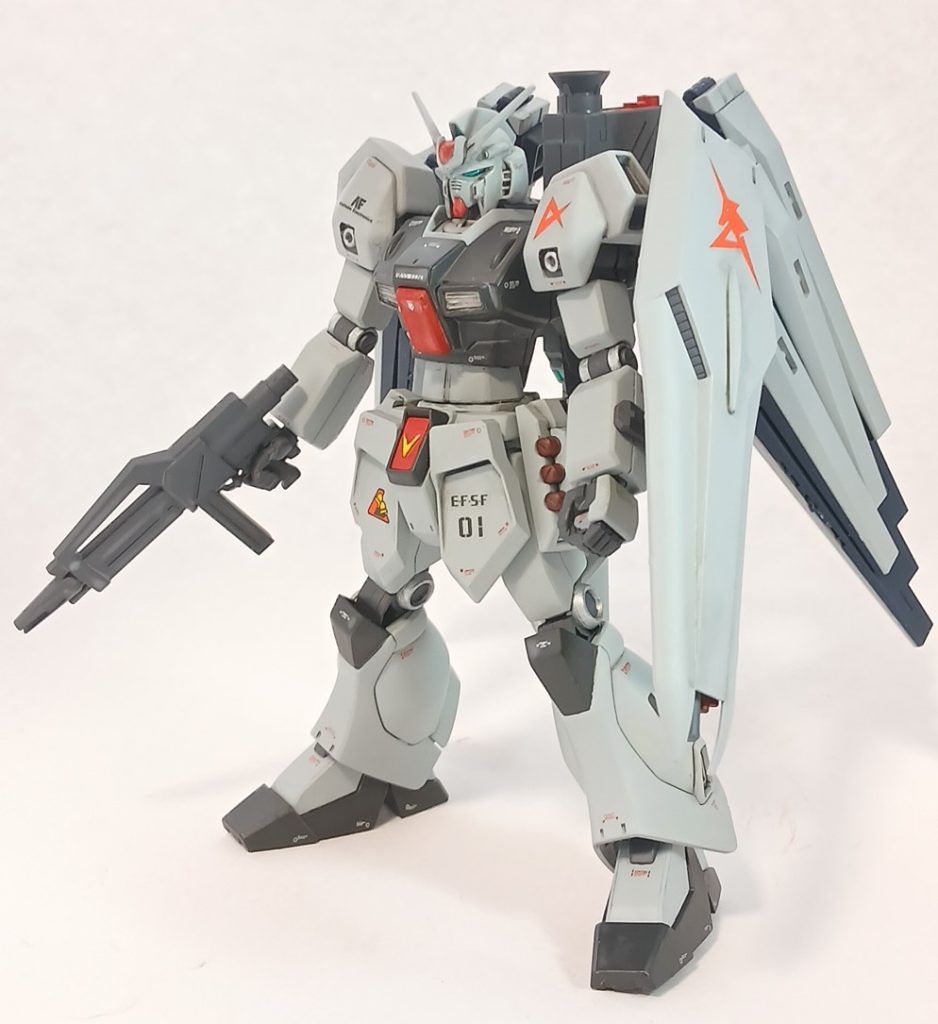 ジェガンにνガンダム用の予備パーツを使用してカスタマイズされたアムロ専用機というイメージです。簡易型νガンダムということでEz-ν(イージーニュー)ガンダムと名付けました。