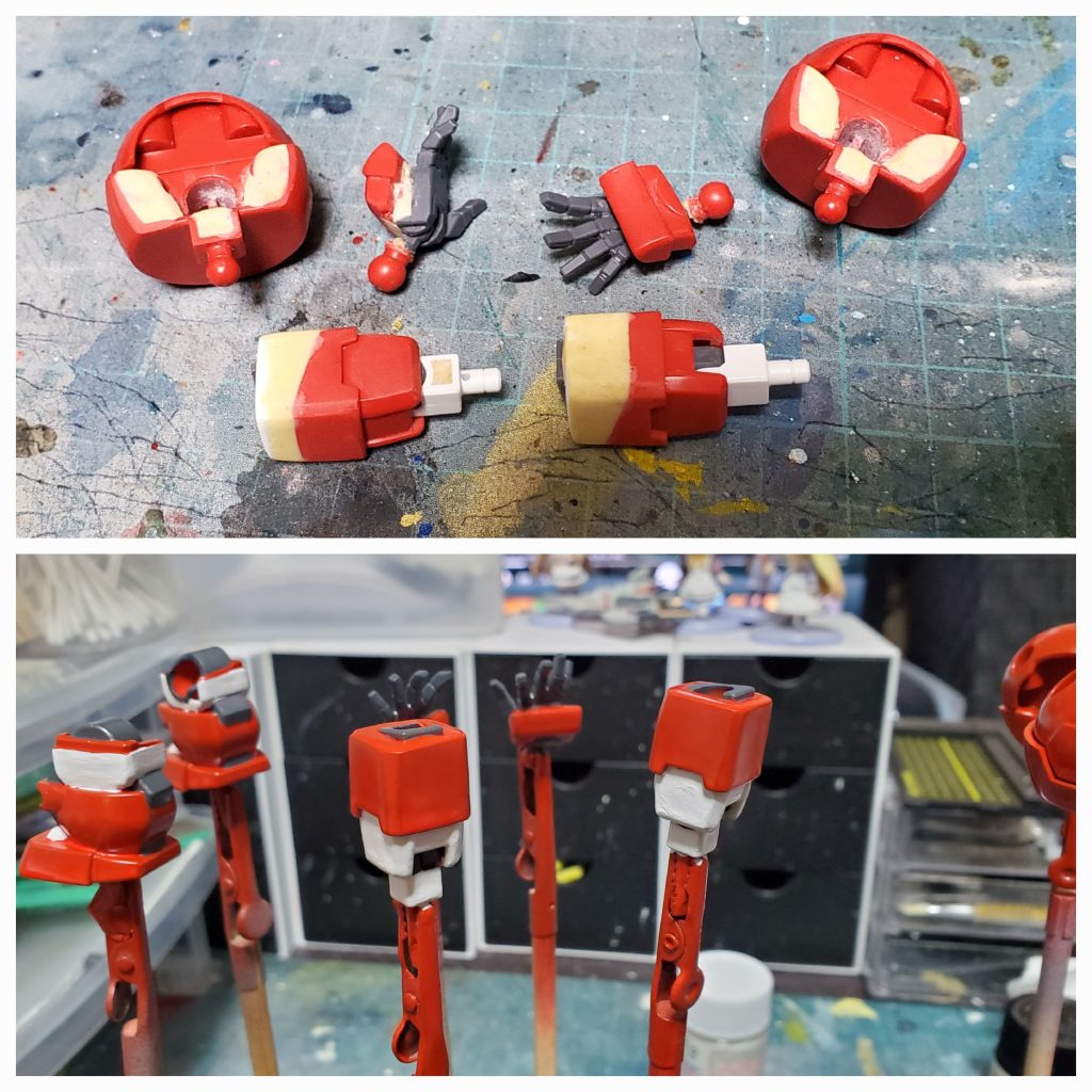 腕を延長しています。手は握り拳を切断しビルドハンズに変更しています。