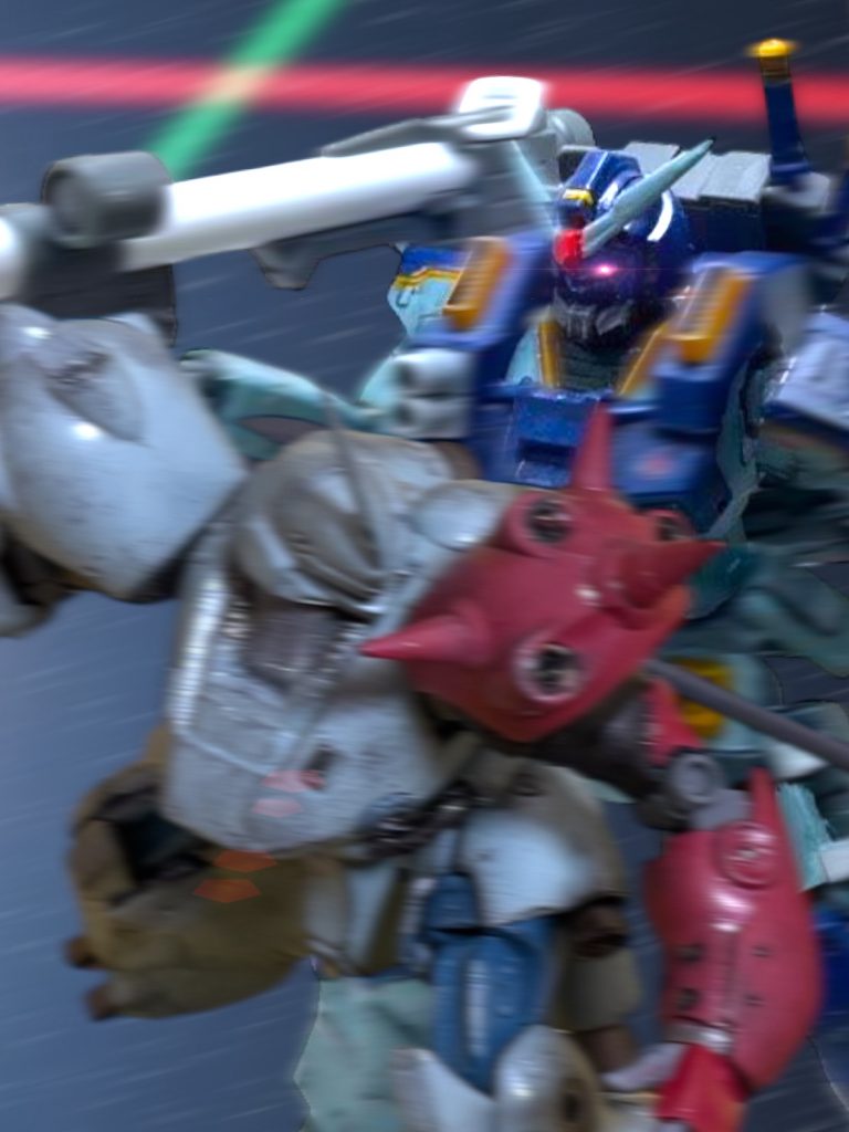 　ジムを切り裂いた敵機に、後ろから組みついて直接回線を開くと、喚き声がコクピット中に響いた。『貴様……貴様っ！！』「いい腕だ、若造。」『無駄話など！』「敵ながら天晴れと言っている。こっちの若い連中とは、違う。骨がある！」『……貴様、なめているのか！？』「違うな、わたしを超えてみせろと言っている！」そうだ、なめてなどいない。認めているのだ。自分はずっと、探していたのだ。この哀しみを、この滾る血を、この力を、超えていく若い力を。「敵でもいい……わたしを……わたしの哀しみと、闘いを、