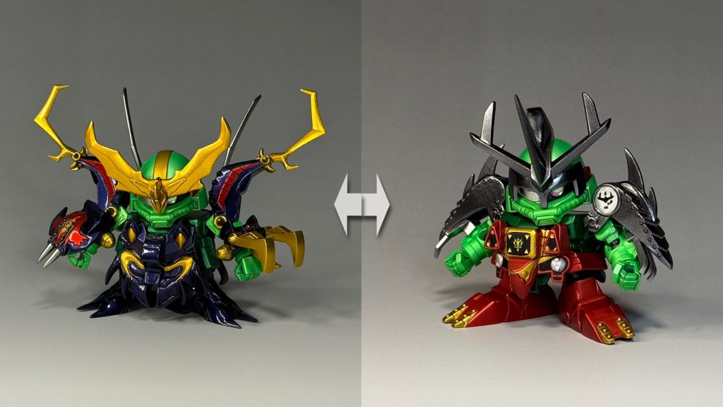 “闇の鎧“を作成し、以前作った復活闇将軍↔️闇将軍に換装できるようにしました。二度も闇皇帝に操られてしまう殺駆頭さま。不憫です😭