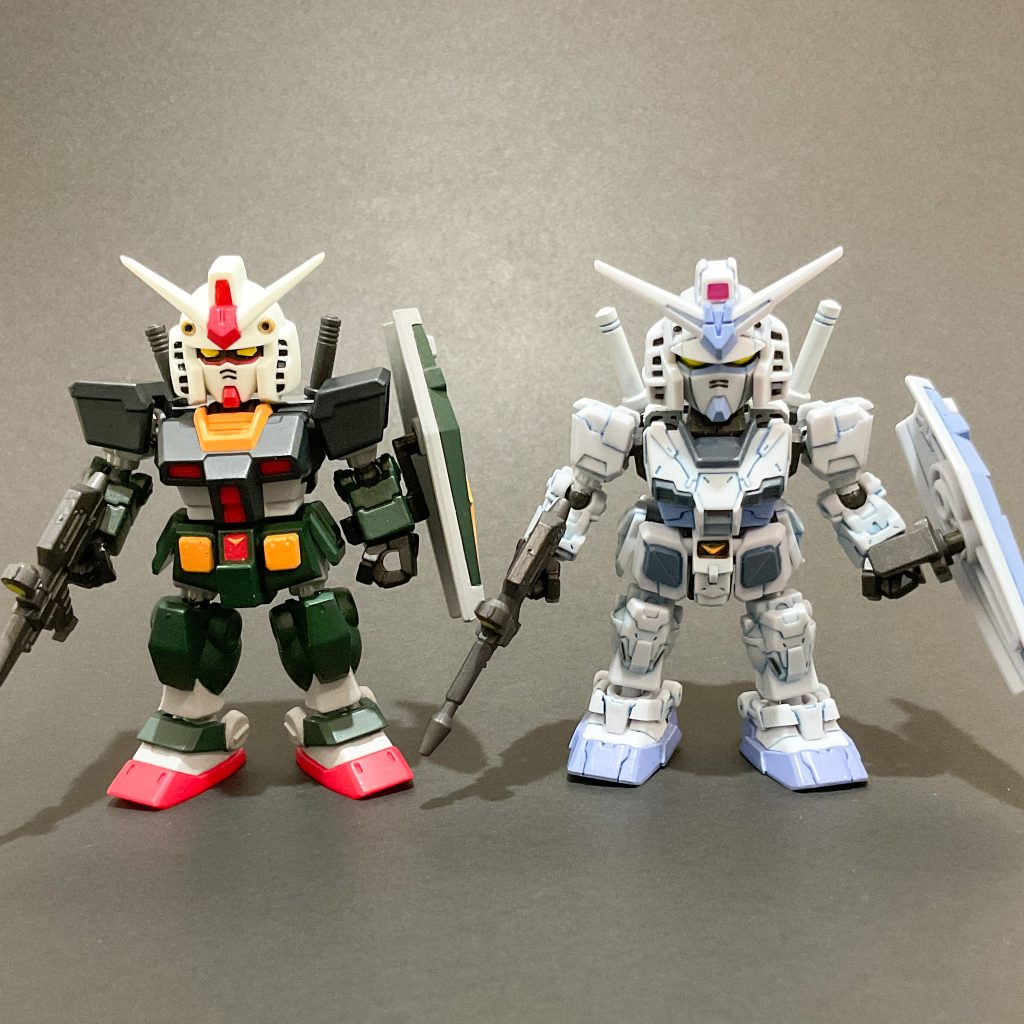 MOBILITY JOINT GUNDAM VOL.6 のG-3ガンダムと。同じシリーズのガンダムでも造形がかなり異なっていますね。私は今回のあっさり目のほうが好きです。