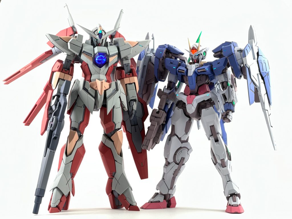 以下、制作中の画像です！ほとんどのパーツをいじったので詳しくは書ききれませんが、・頭部、エリの形状変更・肩アーマーの小型化・腹部の大型化・股間軸の位置を下方に移動・裾の短縮、爪先の小型化・脚部ラインをパテで変更が印象に大きく効いていると思います。