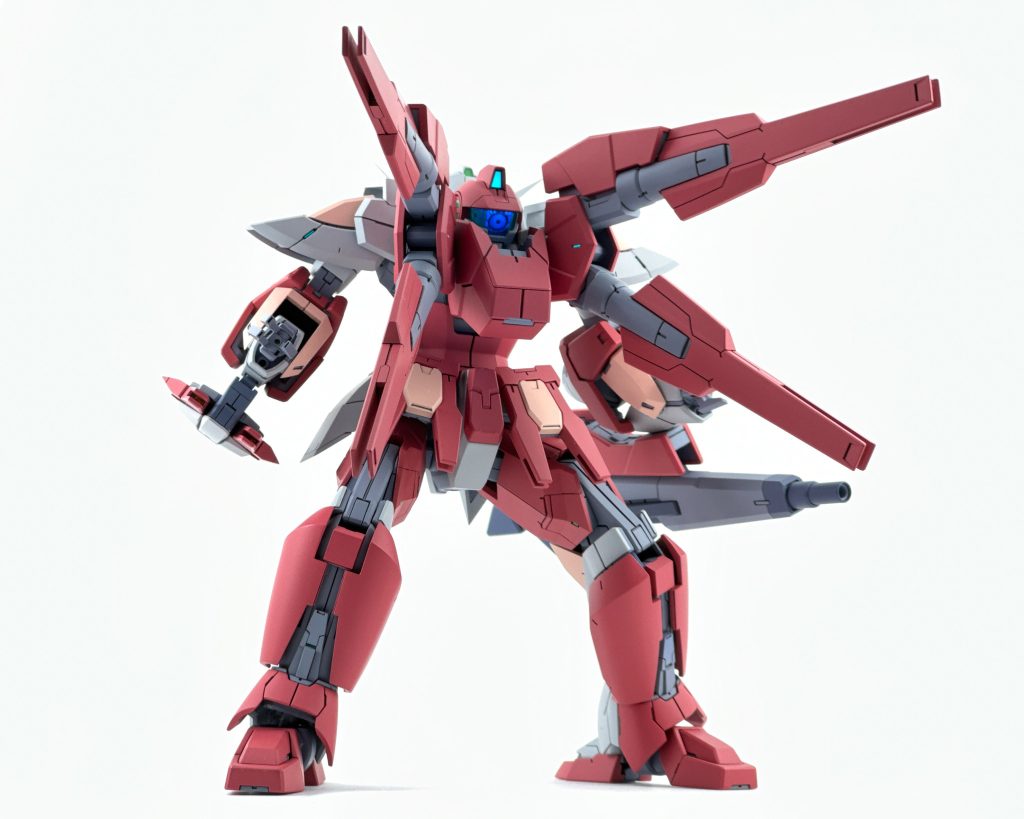 以下、制作中の画像です！ほとんどのパーツをいじったので詳しくは書ききれませんが、・頭部、エリの形状変更・肩アーマーの小型化・腹部の大型化・股間軸の位置を下方に移動・裾の短縮、爪先の小型化・脚部ラインをパテで変更が印象に大きく効いていると思います。