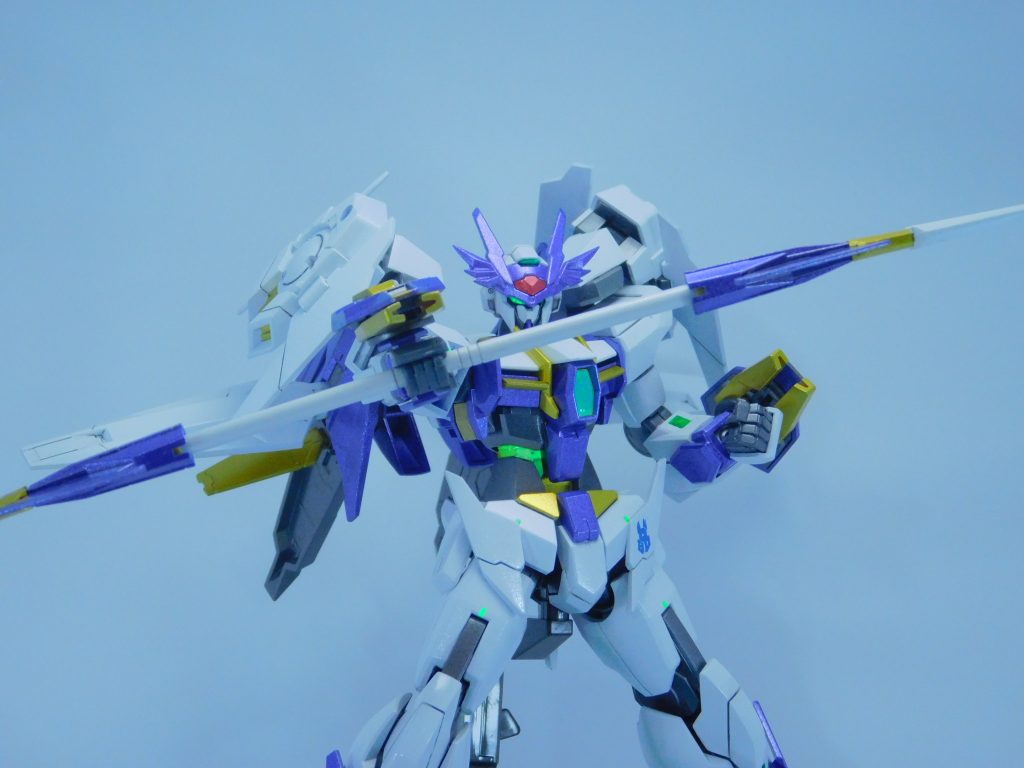 ランサー構え。ポーズ付けるの、どうやったらうまくなりますかね…(gundam-kao5)