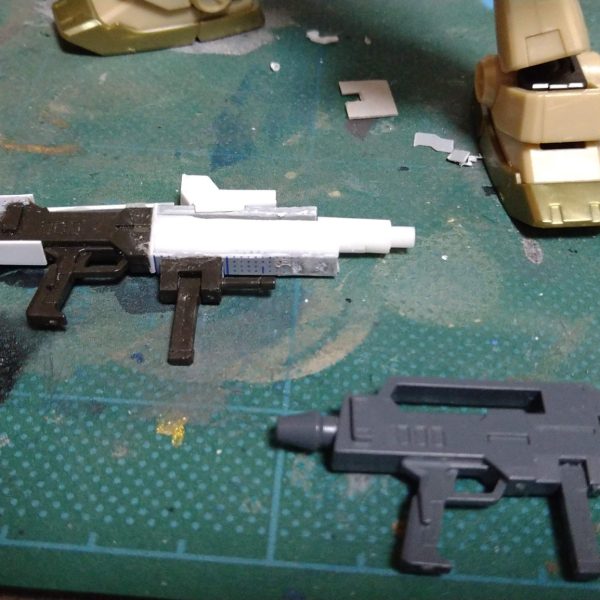 逆シャアジムIIIをエコーズジェガン参考に改造中。エコーズジェガン採用前の配備機という設定。武装がほぼフルスクラッチ（3枚目）