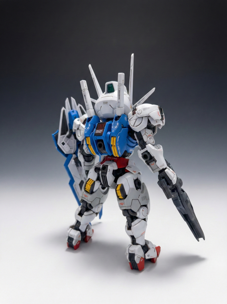 バックショット膝裏の動力パイプをフレームパーツで表現されてるけど違和感が仕事しない。バンダイの技術恐ろしい。