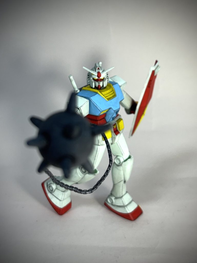 そしてハイパーハンマー。こちらは緩やかに螺旋上にして、投擲をイメージしました。久しぶりのガンダム、すごい。オヤジが夢中になるわけです。最後までご覧いただきありがとうございました。