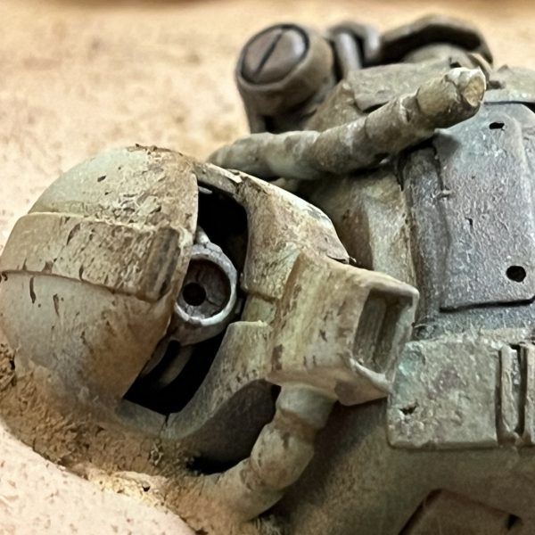 ラクダキャラバン完成！😆現地人もいい感じに仕上がりました。ザクが更に風化しました😁とりあえず真綿を広げて砂煙のイメージ作り…（6枚目）