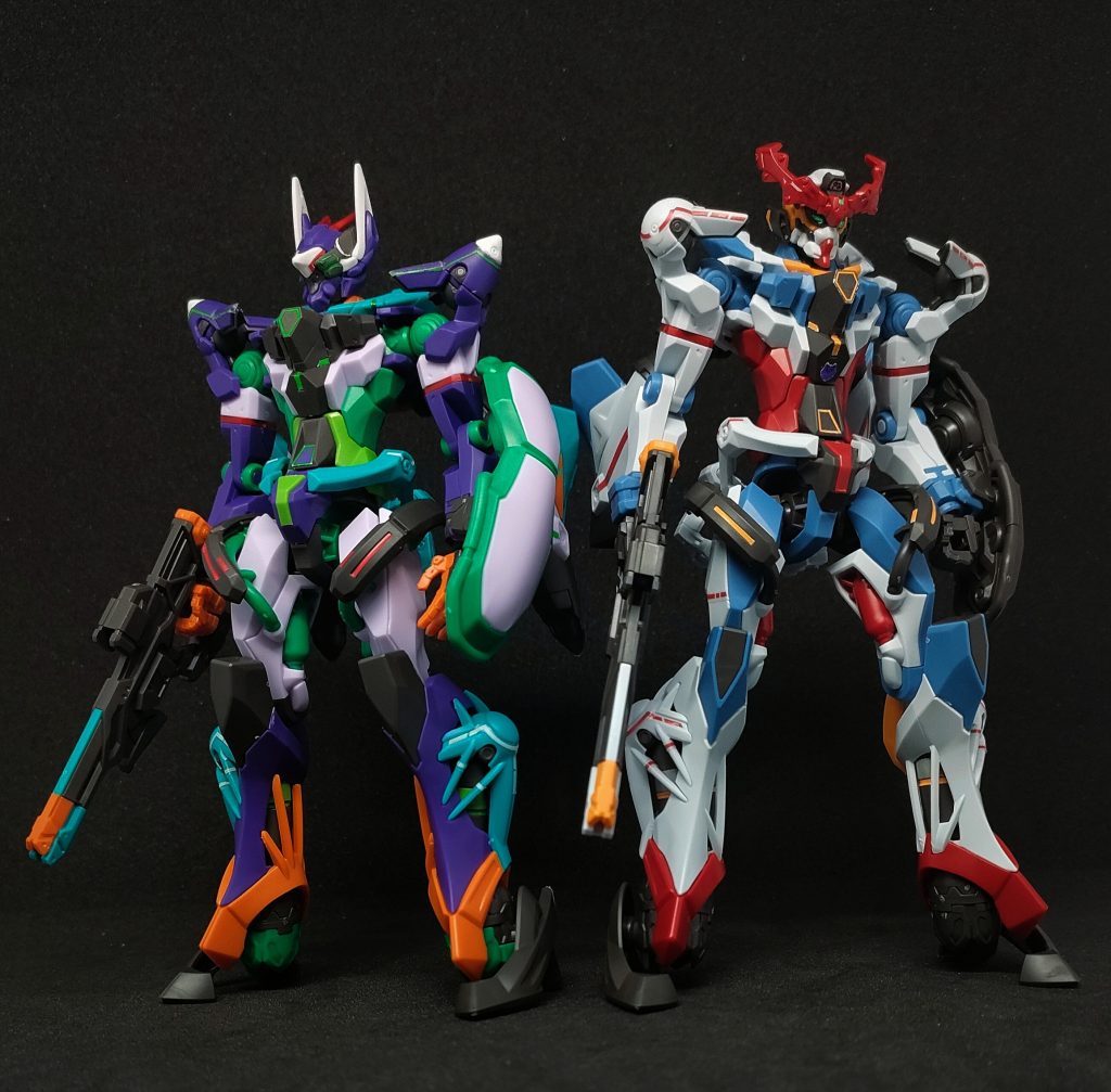 クアックスと並べてみました。マチュとニャアンのMAV戦術ですね。とてもカラフル。