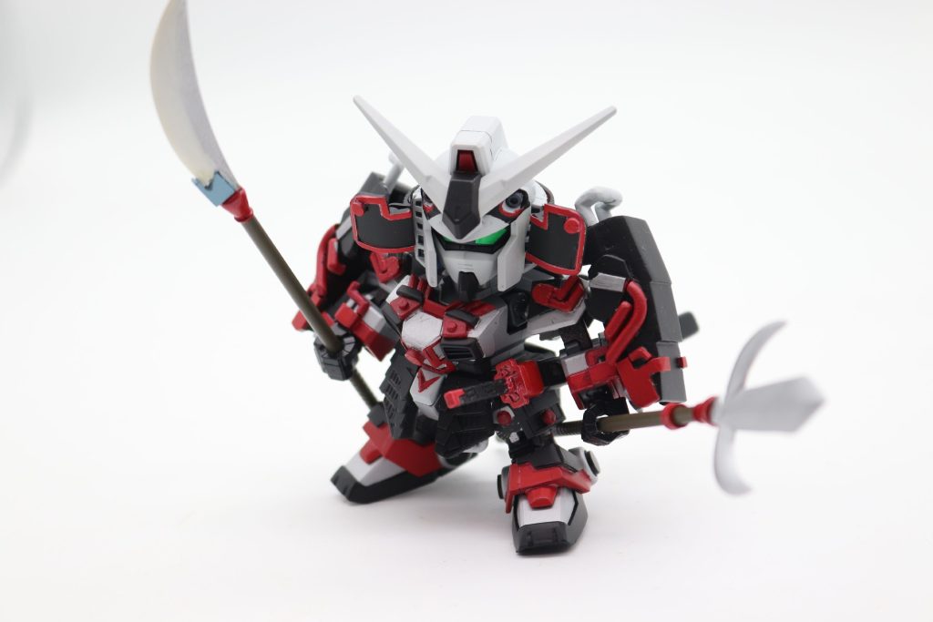 ＭＧと同じように三又を作成。レジェンドの武者ガンダムで余ってた長刀の棒を少し長くして矛先をプラ板で作成です。