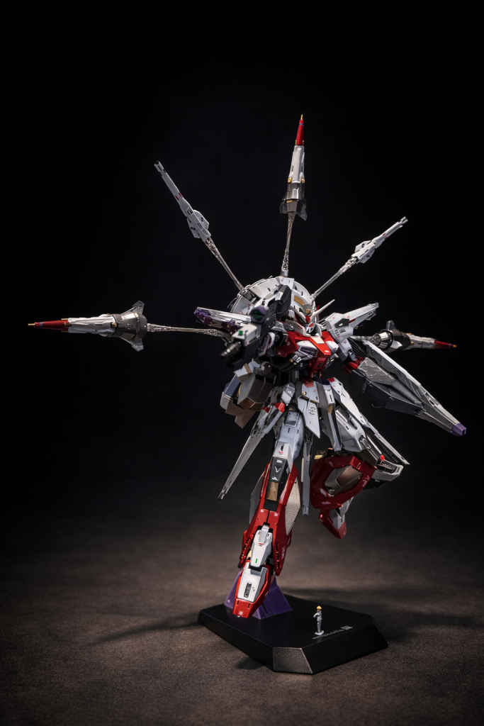 ハルシオンが赤く脈動する。停止したはずの砲口が、ゆっくりと開く。電磁嵐が宙域を満たす。Providence TYPE2はドラグーンを展開。円環陣形。エネルギー位相を合わせ、外部から逆位相を叩き込む。数値はわずかに安定する。だが内部コアが自律再構成を開始。「再起動シーケンス確認!」撃ち抜けば即時爆散。離脱すれば大爆発。選択肢は一つだけ。コア内部へ直接接続し、位相を内部から固定する。それは、機体とパイロットの神経系を直結する行為。帰還不能。YOIKOが叫ぶ。「だめ、それは――」青年は静かに応える。「あなたがくれた命の選択。ここで使う。」Providence TYPE2がハルシオン中心部へ突入。装甲が剥がれ、フレームが露出する。ドラグーンは外部から支え続ける。コックピット内、視界は白く染まる。意識が兵器と融合する。暴走エネルギーの奔流。彼の精神が、波形を整える。怒りでも否定でもない。ただ、“未来を終わらせない”という意志。