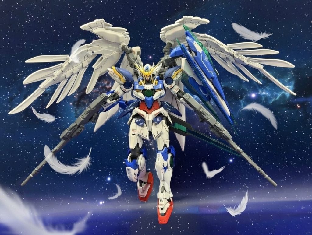 そしてやっぱりこのポーズで羽を散らすのはやりたかったです