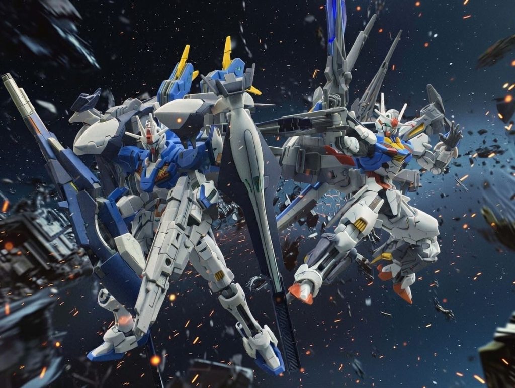 アサルトエアリアルと一緒にパシャリ。どちらも迫力満点の機体に仕上がりました