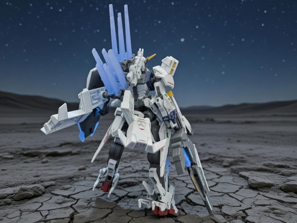 全身を前後から後ろから見るとスラスターユニットっぽいのの肉抜きが気になりますが、それ以外はボリューミーでほどいいマッシブさのかっこよさ