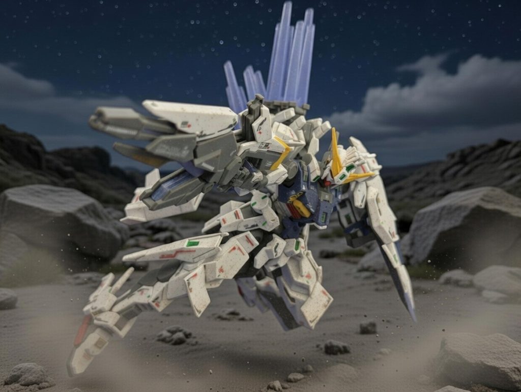 ビームライフルを撃つポーズでビームライフルもいいデザインしてます。可変機構を再現して欲しかったところです