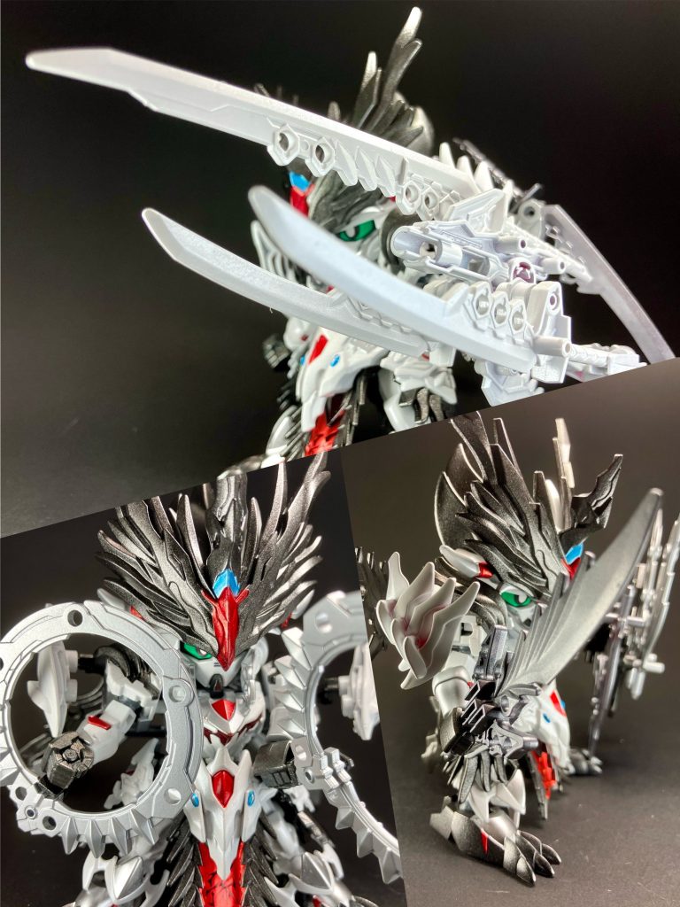 ・虎吼戦刀ガーベラストレート／タイガーピアス・白虎影タクティカルアームズⅡソードアーム[双牙影]／ソードフォーム[大牙影]／ガトリングフォーム[號虎大轟連]・戦剣立神トツカノツルギ・骸禍ノ神器マガノイクタチ・號虎怒流撃タクティカルアームズⅡL・大鷲防盾ヤタノカガミ・虎吼戦輪ヒートチャクラム・號然陽焔カレトヴルッフ・號吼大剣ロードロングソード・戦弓號覇タクティカルアロー