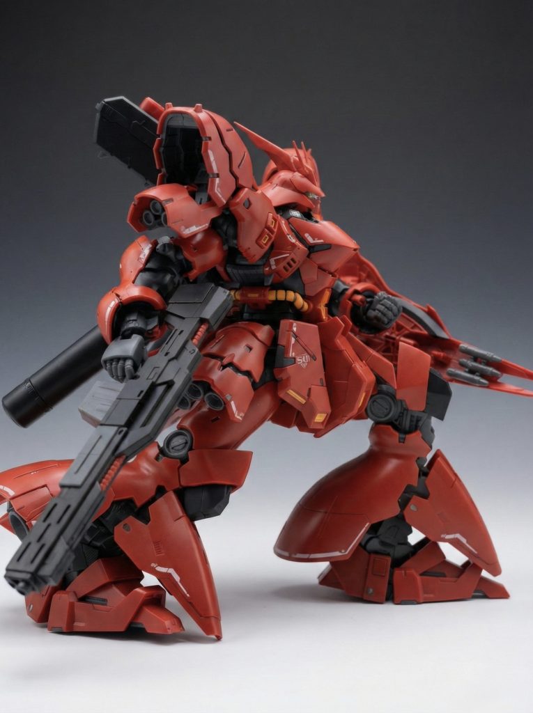 最近よく見るサザビー発進します的なポーズゴツいこともあり私のセンスが無いのか、サザビーでポージング決めづらいような。普通に立ってるのが1番カッコよく感じます。