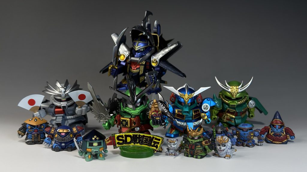 以上、闇将軍でした。最後に闇軍団集合写真。今後も勢力拡大を図っていきます。LGBB闇将軍、再販首を長くしてお待ちしております。最後までご覧いただきありがとうございました(zaku-kao5)