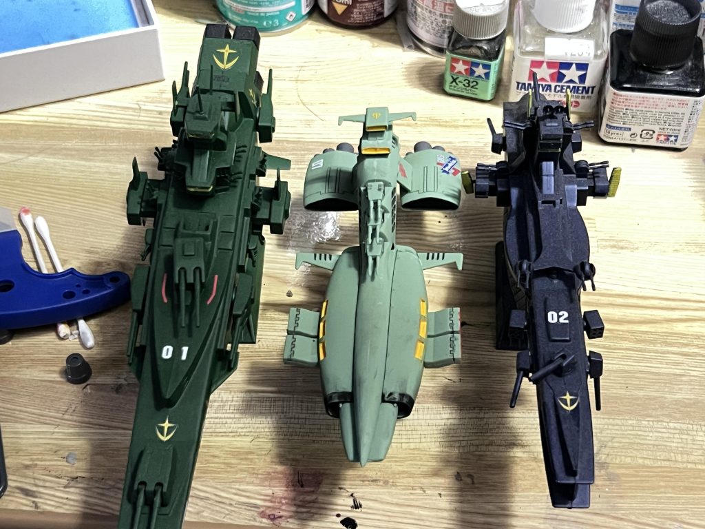 上からこうしてみるとムサイは小さいがマゼランは戦艦というだけあってデカい&nbsp;