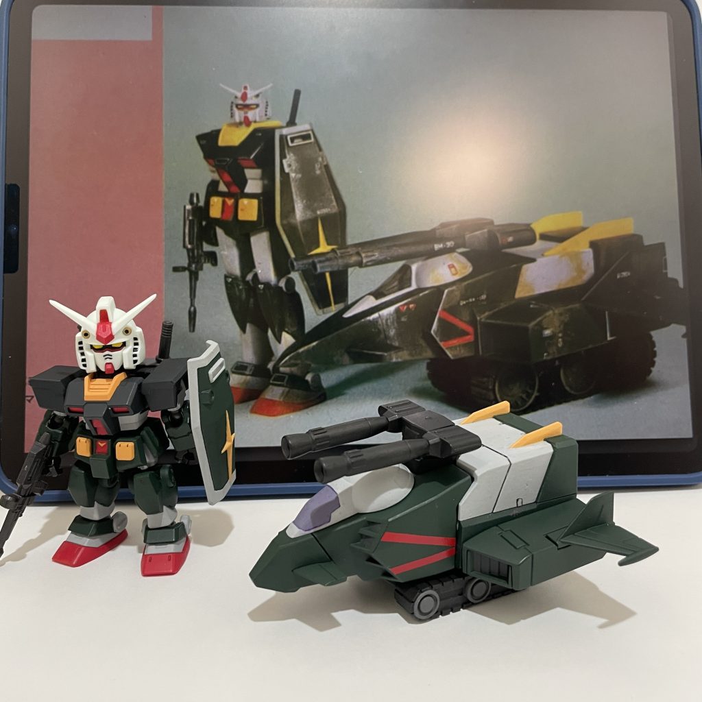 　HOW TO BUILD GUNDAM 2に掲載の小田雅弘氏の作例を参考にリアルタイプカラー風に仕上げています。んー、なんか違う。私のはジオン鹵獲機みたい（笑）　汚しやハゲチョロは似合わないかなぁと思いやってません。てか出来ません。