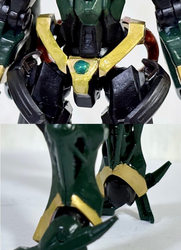 主な改造ポイント腹部の変身ベルト「メタファクター」はHアイズで再現。かかと部分にトゲトゲした「ヒールクロウ」を追加。トゲは旧キットズゴックの余ったクローを加工した。