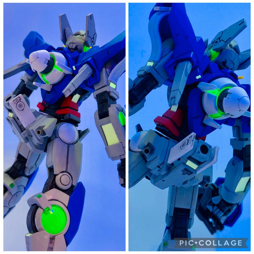 GNドライブも余剰パーツに交換。蛍光塗料塗って光らせました！&nbsp;そして今回最大妄想設定の‥。👇