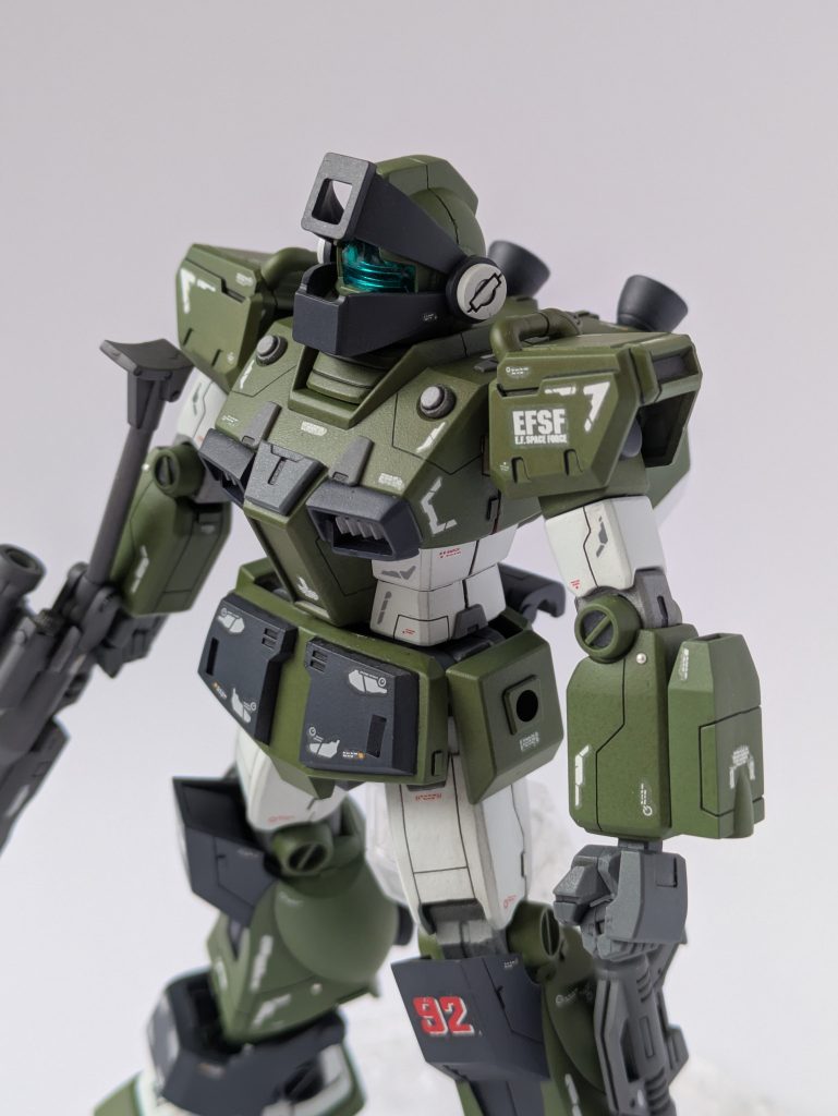 スミ入れ、トップコートつや消しジムスナイパーカスタムはカッコ良い！！ジムスナイパーカスタムは、プレバンのキットは素晴らしい し、皆様の作品も最高！またいつか、違うキットでオリジンのジムスナイパーカスタムを作ろう✨️