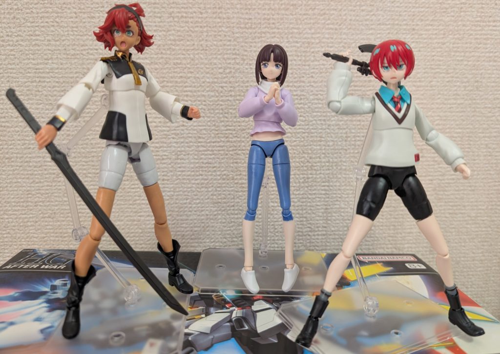 ココから、「後輩のスレッタ&マチュ」と共演になります。ティファの危機に、(ガロードの代わりに)専用武器を持ち駆けつけるスレッタ&マチュ。なお、スレッタはバルバトスの太刀、マチュはジークアクスのヒートホークです、念のため説明wwティファ「スレッタ、マチュ、2人に力を・・・」