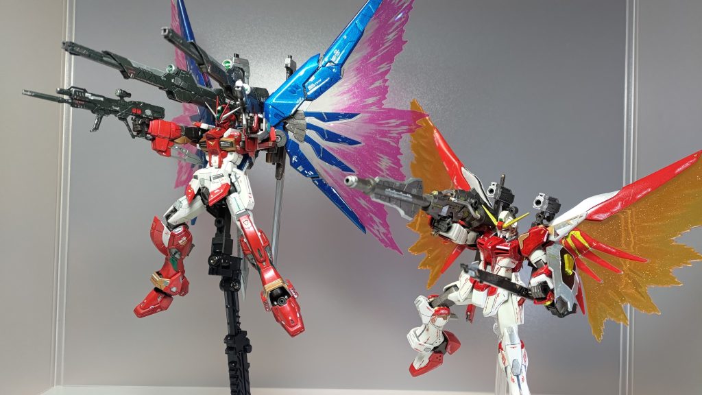 テレスコピックバレル延伸式ビーム砲塔! ビームライフル2丁も構えて、リビルドデスティニーと一緒にフルバースト!!・・・これがやりたかったんです!ここまでデスティニーインパルスの装備を紹介しましたが、真ゲッターを名乗るにはやっぱり斧が欲しい・・・と思ったので。