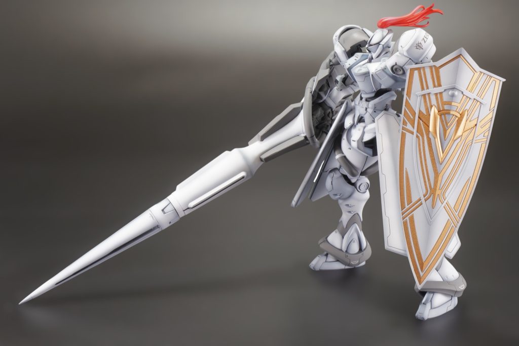 ハクジは1cm程延長しつつ基部の球体パーツが好みでなかったので削ぎ落としました。盾はちょうど騎士っぽい盾が余ってたので流用しました！