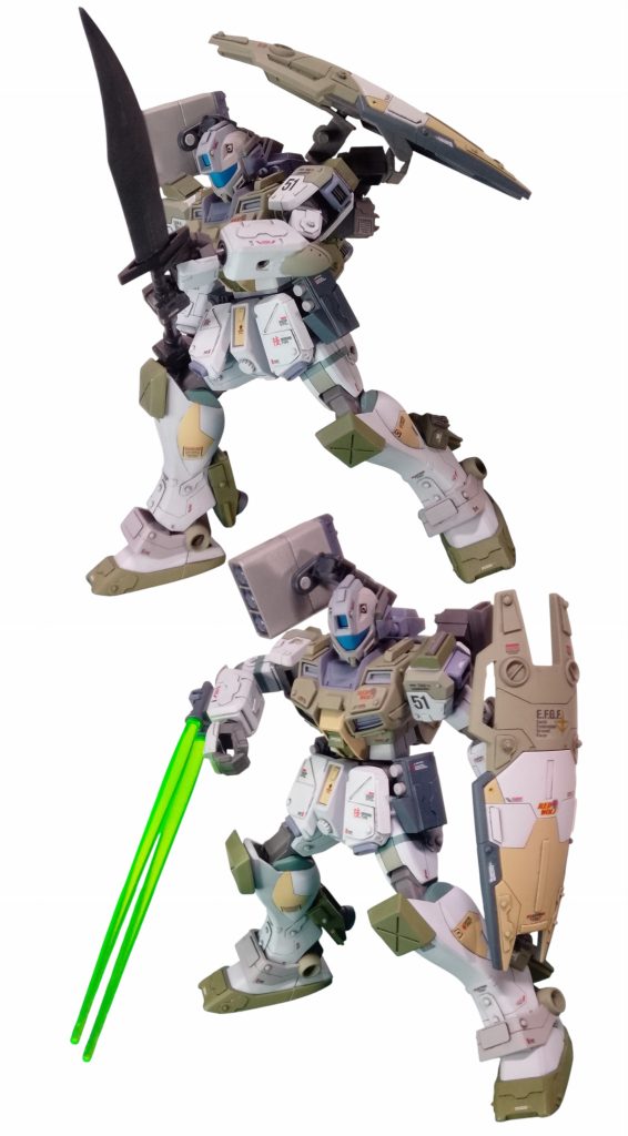 Ike主任:接近戦用装備として、メインウェポンの連結式ヒートサーベル。付属のビームサーベルをビームトンファーに改造