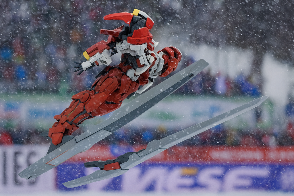 実話をベースにしたこの映画のストーリーは･･･1998年長野オリンピック。日本スキージャンプチームは国民の期待を背負って日本初のラージヒル団体の金メダルを狙っていた。そこに、エース原田雅彦のジャンプを特別の想いで見守る、元日本代表・西方仁也がいた。前回・リレハンメル五輪で西方は原田とともに代表選手として出場。西方は日本代表最高飛距離135mを飛び、金メダル目前だったが、原田がジャンプを失敗。銀メダルに甘んじた。西方は4年後の長野五輪での雪辱を誓い練習に打ち込むが、練習中の事故により代表を落選。悔しさに打ちひしがれる中、テストジャンパーとしての長野五輪参加を依頼される。西方は裏方に甘んじる屈辱を感じながらも、様々な思いを抱えて集まっていたテストジャンパーたちと本番へ向けての取り組みを進める。そして･･･（この写真と次の写真の2枚は、AIによる背景加工なのですが、本体も若干アレンジされてしまってます。イメージ画像として、雰囲気程度にご覧ください。）&nbsp;