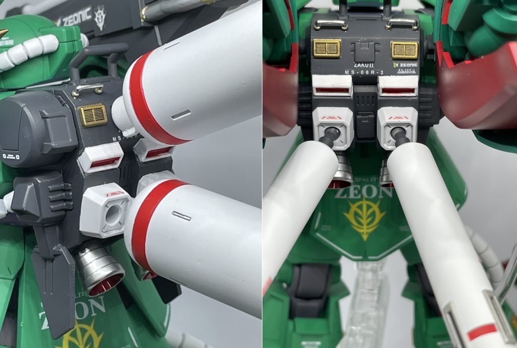 ランドセルもジョニー・ライデンザクを使用し一部パーツを差し替え式に改造し蓋のパーツも自作