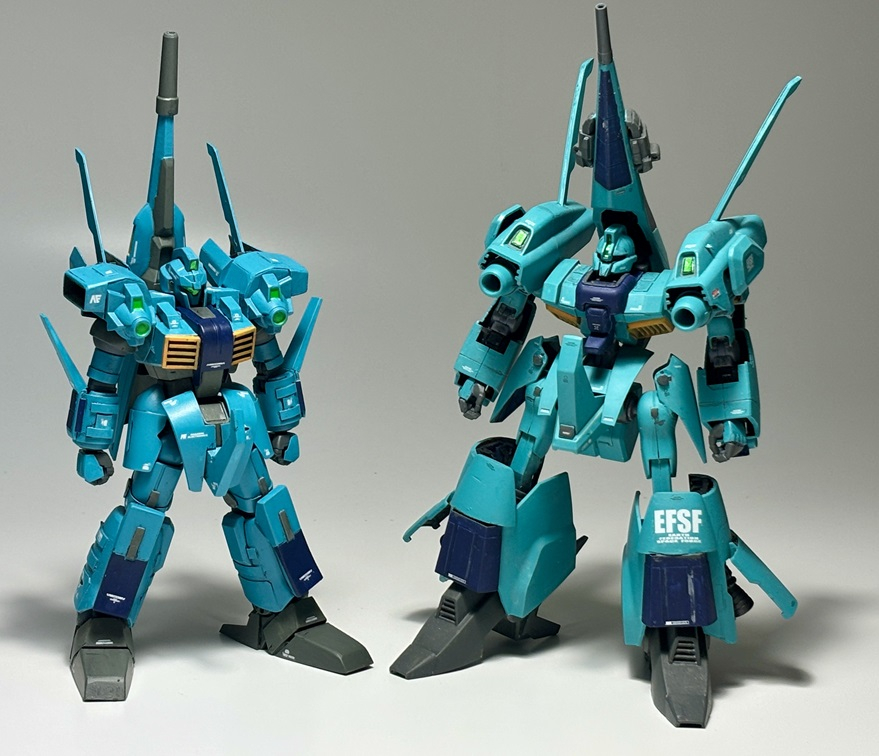 MSA-005S メタス改B-CLUB第22号に掲載。メタスの武装強化型。背面にハイメガキャノンを装備、という設定。ガンプラ化はされていませんが、ガレキは存在したよう。また、カトキさんデザインのフィギュアの試作品はありますが(どうも、カトキさんご自身がガンプラを改造した立体物あるような)、2026年2月時点では発売されていません。まず、2021年8月ごろに、HGUCメタスをベースに自作。確かこれも出張先のホテルで改造、筆塗全塗装したはずです。メタス改 風https://gumpla.jp/hg/795419カトキさんデザインのROBOT魂フィギュア版のデザインが大好きで、2025年2月ごろにHGUCリバイブ・ガンキャノンで自作したバージョンもあります。メタス改 Ver.Ka 風https://gumpla.jp/hg/2267920