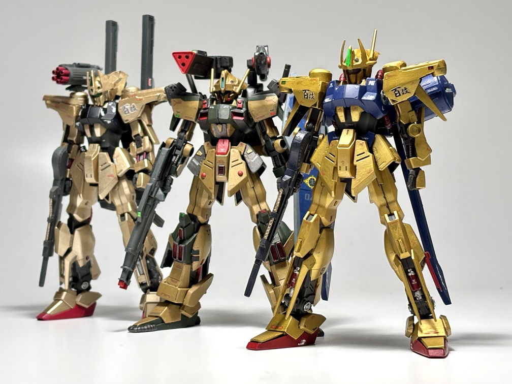 百式改、量産型百式改、ときたので、その次にM-MSVの陸戦用百式改も自作しました。そして「残り」も製作進行中です。。。陸戦用百式改 風https://gumpla.jp/hg/2018419